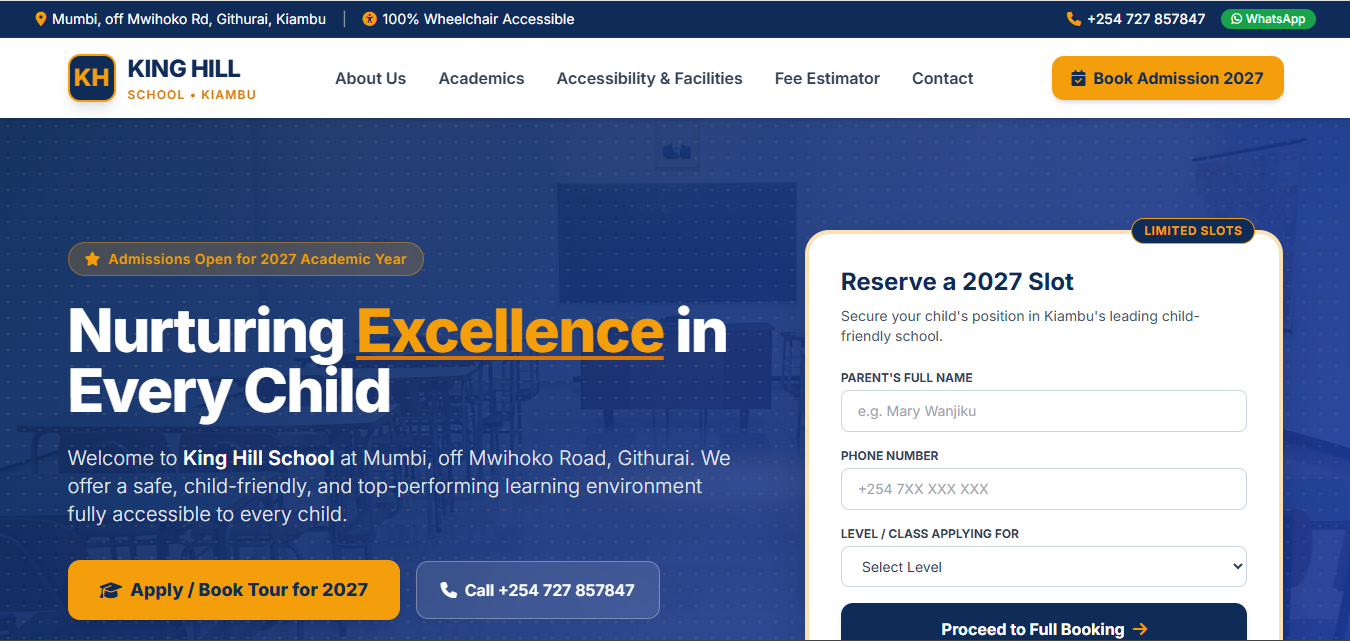 Website campaign for King Hill School